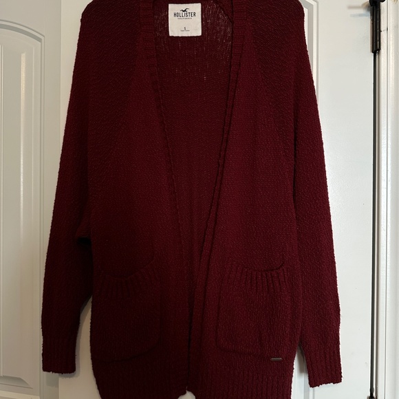 Hollister Open Cardigan - Burgundy  / Wine - Picture 2 of 9
